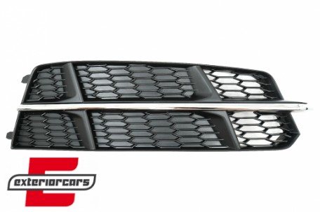 Bočne mrežice S-line dizajn (crna&chrome) / Audi A6 C7 4G S-Line Facelift (2015-2018), SGAUA64GFBWO