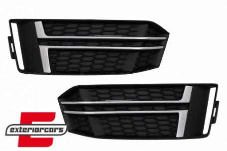 Bočne mrežice S-line dizajn (mat crna/chrome) / Audi A4 B9 limuzina karavan (2016-2019), SGAUA4B9SOEMB