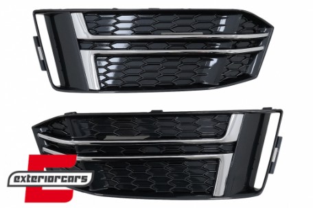 Bočne mrežice S-line dizajn (piano crna/chrome) / Audi A4 B9 limuzina karavan (2016-2019), SGAUA4B9SOE