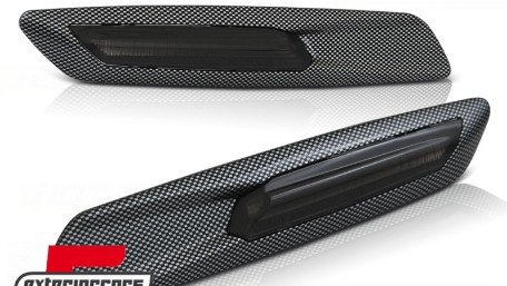 Bočni žmigavci LED F10 look (carbon/smoke) / BMW 1er E81 E82 E87 E88 (2007-2011) 3er E90 E91 E92 E93 (2004-2011) 5er E60 E61 (2003-2010), KBBM32