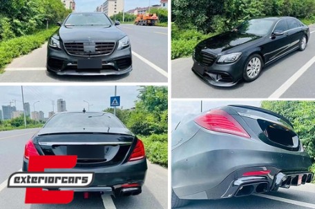 Bodykit prednji lip & difuzor zraka (piano crna) / Mercedes S-klasa W222 Facelift S65 S63 (07.2017-08.2020), CBMBW222S63FB