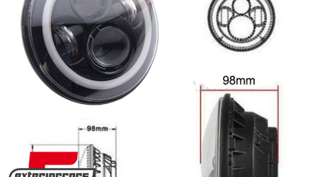 CREE LED prednji farovi Angel Eye (crna) / Jeep Wrangler JK TJ LJ Land ROVER Defender Mercedes W463, HLU7INCHB