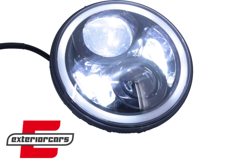 CREE LED prednji farovi Angel Eye (crna) / Jeep Wrangler JK TJ LJ Land ROVER Defender Mercedes W463, HLU7INCHB