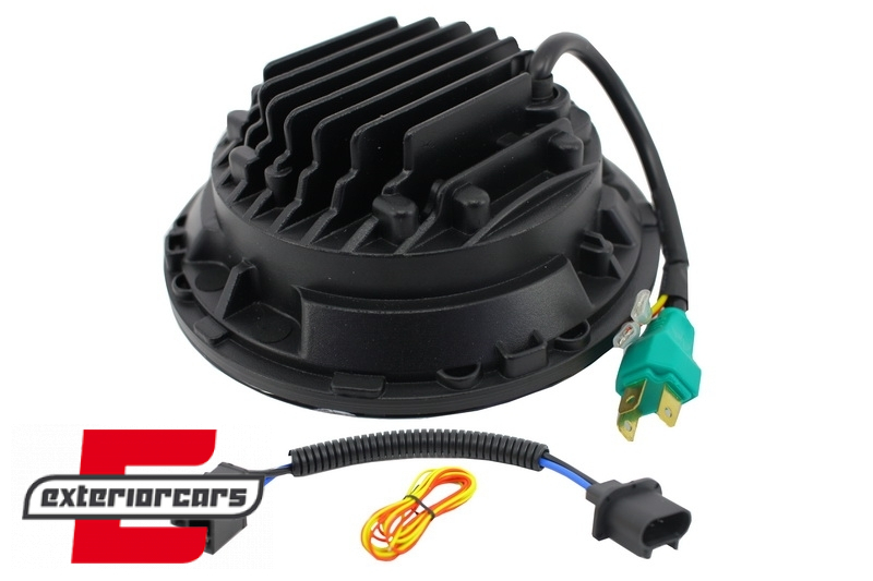 CREE LED prednji farovi Angel Eye (crna) / Jeep Wrangler JK TJ LJ Land ROVER Defender Mercedes W463, HLU7INCHB