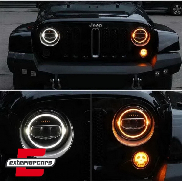 CREE LED prednji farovi Angel Eye DRL 5 Stars dizajn / Jeep Wrangler JK TJ LJ JL (1997-2017), HLU7INCHJ8