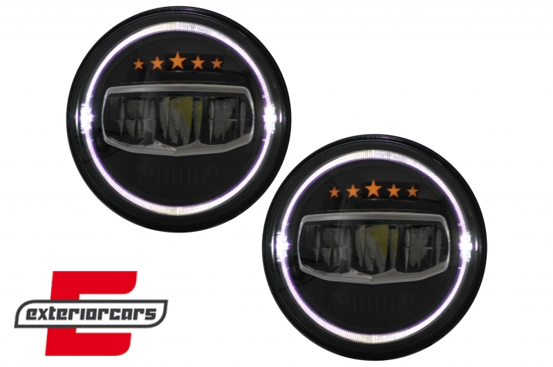 CREE LED prednji farovi Angel Eye DRL 5 Stars dizajn / Jeep Wrangler JK TJ LJ JL (1997-2017), HLU7INCHJ8