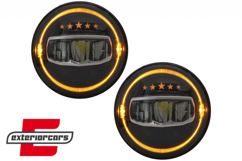 CREE LED prednji farovi Angel Eye DRL 5 Stars dizajn / Jeep Wrangler JK TJ LJ JL (1997-2017), HLU7INCHJ8