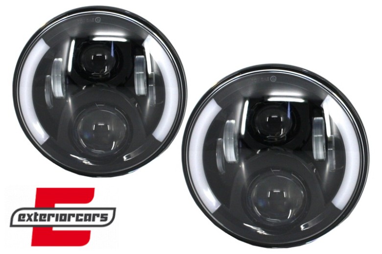 CREE LED prednji farovi (crna) (7 Inch) / Jeep Wrangler JK (2007-2017) Mercedes G-klasa W463 (1989-2017) Land Rover Defender, HLU7INCHG