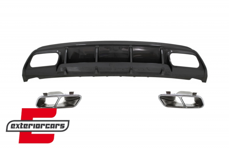 Difuzor zraka & nastavci auspuha A45 AMG dizajn (Carbon look) / Mercedes A-klasa W176 (2013-2018), CORDMBW176FCFA45C