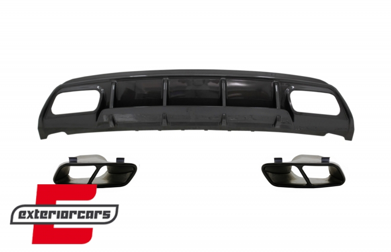 Difuzor zraka & nastavci auspuha A45 AMG dizajn (Carbon look) / Mercedes W176 A-klasa (2013-2018), CORDMBW176FCFA45B