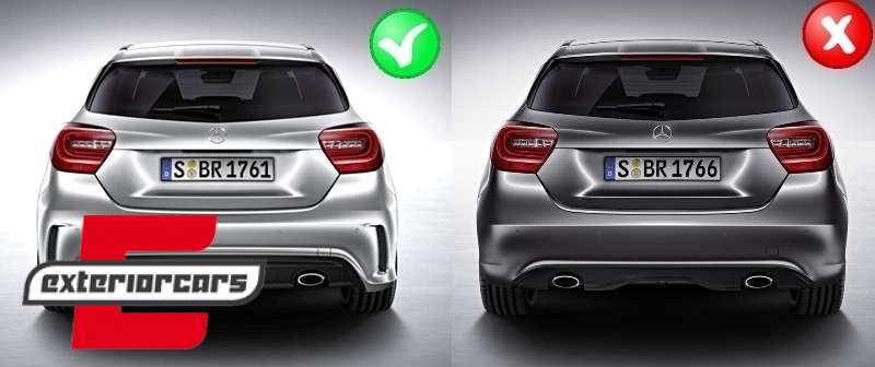 Difuzor zraka & nastavci auspuha A45 AMG dizajn (Carbon look) / Mercedes W176 A-klasa (2013-2018), CORDMBW176FCFA45B