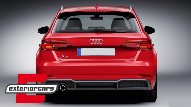Difuzor zraka & nastavci auspuha RS3 dizajn  / Audi A3 8V Sline Facelift (2016-2019) Hatchback Sportback, RDAUA38VFRS3H