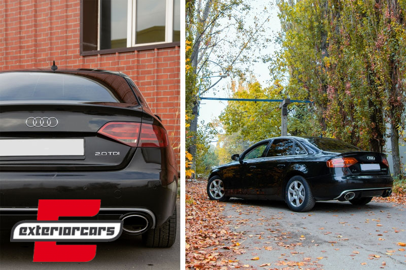 Difuzor zraka & nastavci auspuha RS4 dizajn / Audi A4 B8 limuzina karavan (2007-2011), RDAURS4