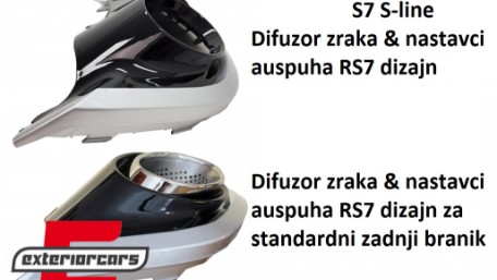 Difuzor zraka & nastavci auspuha RS7 dizajn / Audi A7 4G Facelift (2015-2018), RDAUA74GFSL