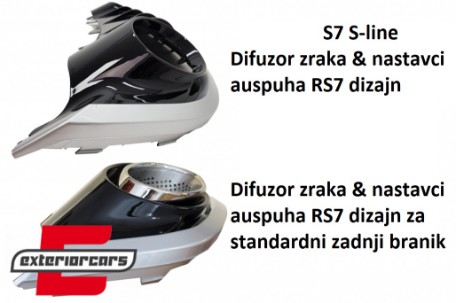Difuzor zraka & nastavci auspuha RS7 dizajn / Audi A7 4G Facelift (2015-2018), RDAUA74GFSL