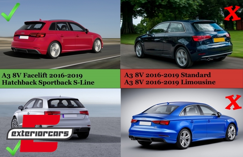 Difuzor zraka & nastavci auspuha S3 dizajn / Audi A3 8V Facelift (2016-2019) Hatchback Sportback, CORDAUA38VFHSTY