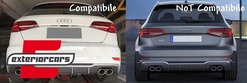 Difuzor zraka & nastavci auspuha S3 dizajn / Audi A3 8V Facelift Hatchback Sportback (2016-2019), CORDAUA38VFHNTY