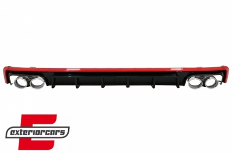 Difuzor zraka & nastavci auspuha S6 dizajn (crvena) / Audi A6 C8 4K limuzina karavan (2018-2022), RDAUA64KS6R