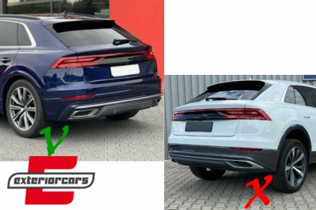 Difuzor zraka & nastavci auspuha SQ8 dizajn (chrome) / Audi Q8 S-Line (2018-), RDAUQ8S
