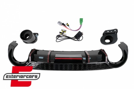 Difuzor zraka sa nastavcima auspuha RS3 dizajn (crna) pogodno za Audi A3 8Y Hatchback S-Line S3 (2020-), RDAUA38YHSWL