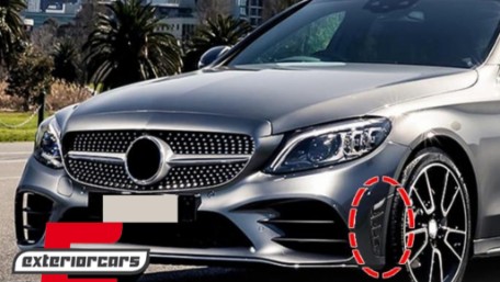 Flapovi prednjeg branika (piano crna) / Mercedes C-klasa W205 S205 Limuzina T-Model Facelift (2018-2020), GCP-SW-MB-008-BL