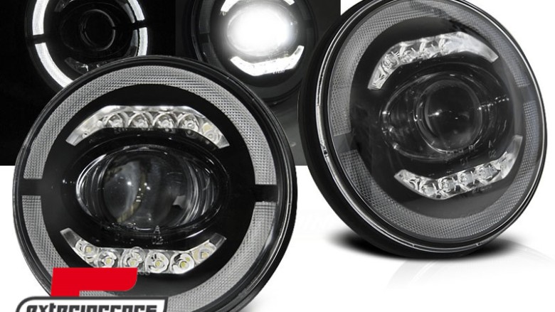 Full LED prednja svjetla Angel Eye (crna) / Jeep Wrangler JK (2007-2017), LPCH28