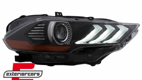 Full LED prednja svjetla RGB DRL SEQ žmigavci (crna) / Ford Mustang VI Facelift (2018-2022), LPFO96