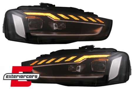 Full LED prednja svjetla SEQ žmigavci A4 B9.5 look / Audi A4 B8.5 Facelift (2012-2015) sa Xenon svjetlima, LPAUH4