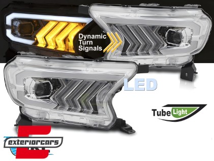 Full LED prednja svjetla SEQ žmigavci (chrome) / Ford Ranger (2015-2022), LPFOB9