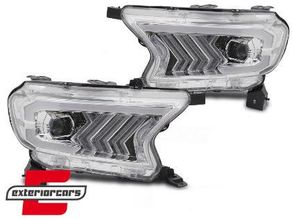 Full LED prednja svjetla SEQ žmigavci (chrome) / Ford Ranger (2015-2022), LPFOB9