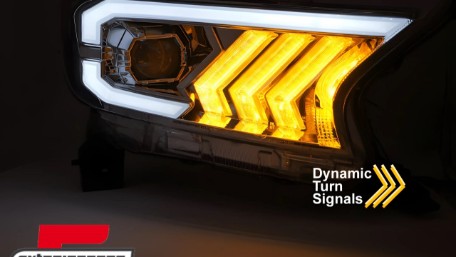 Full LED prednja svjetla SEQ žmigavci (chrome) / Ford Ranger (2015-2022), LPFOB9