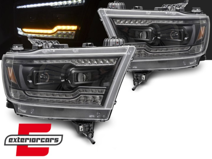 Full LED prednja svjetla SEQ žmigavci (crna) / DODGE RAM (2019-2022), LPDO47