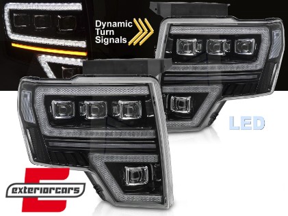 Full LED prednja svjetla SEQ žmigavci (crna) / FORD F150 MK12 (2008-2014), LPFOA2