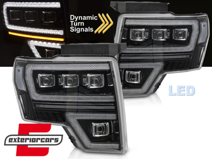 Full LED prednja svjetla SEQ žmigavci (crna) / FORD F150 MK12 (2008-2014), LPFOA2