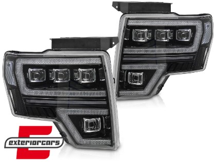 Full LED prednja svjetla SEQ žmigavci (crna) / FORD F150 MK12 (2008-2014), LPFOA2