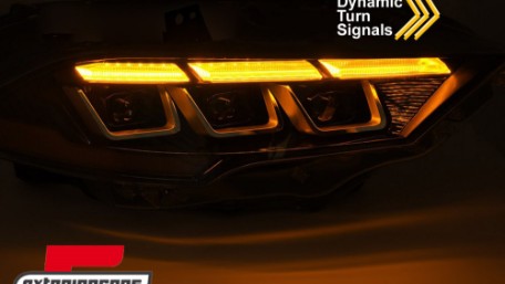 Full LED prednja svjetla SEQ žmigavci (crna) / Ford Mustang VI Facelift (2018-2023), LPFOC3