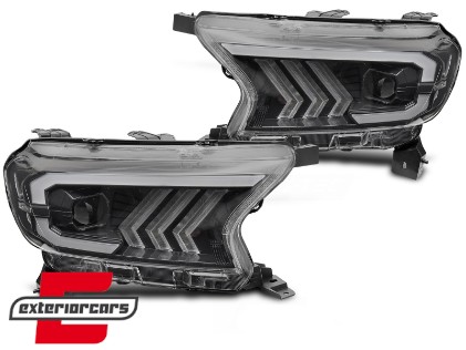 Full LED prednja svjetla SEQ žmigavci (crna) / Ford Ranger (2015-2022), LPFOC0