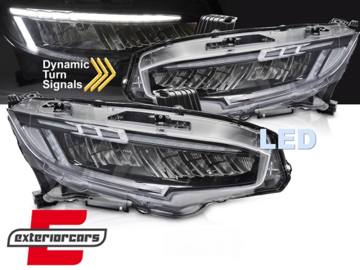 Full LED prednja svjetla SEQ žmigavci (crna) / Honda Civic Mk10 (2016-2021), LPHO36