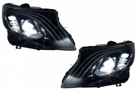 Full LED prednja svjetla SEQ žmigavci (crna) / Mercedes V-klasa Vito W447 (2014-2023), LPMEF0