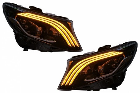 Full LED prednja svjetla SEQ žmigavci (crna) / Mercedes V-klasa Vito W447 (2014-2023), LPMEF0