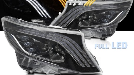 Full LED prednja svjetla SEQ žmigavci (crna) / Mercedes V-klasa Vito W447 (2014-2023), LPMEF8