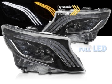 Full LED prednja svjetla SEQ žmigavci (crna) / Mercedes V-klasa Vito W447 (2014-2023), LPMEF8