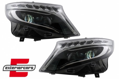 Full LED prednja svjetla SEQ žmigavci (crna) / Mercedes V-klasa W447 Vito (2014-2023), LPMEF5