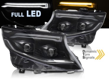 Full LED prednja svjetla SEQ žmigavci (crna) / Mercedes V-klasa W447 Vito (2014-2023), LPMEF9