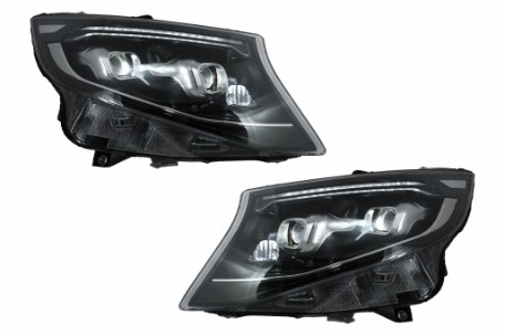 Full LED prednja svjetla SEQ žmigavci (crna) / Mercedes V-klasa W447 Vito (2014-2023), LPMEF9