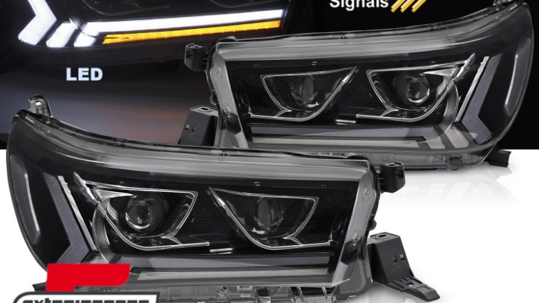 Full LED prednja svjetla SEQ žmigavci (crna) / Toyota Hilux (2016-07.2020), LPTO39