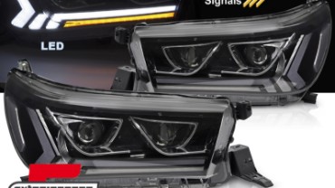 Full LED prednja svjetla SEQ žmigavci (crna) / Toyota Hilux (2016-07.2020), LPTO39