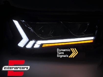 Full LED prednja svjetla SEQ žmigavci (crna) / Toyota Hilux (2016-07.2020), LPTO39