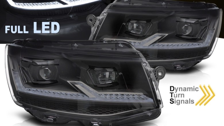 Full LED prednja svjetla SEQ žmigavci (crna) / VW T6 (2015-2019), LPVX36