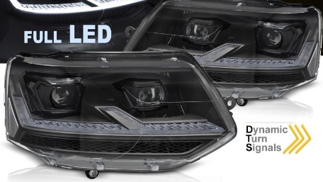 Full LED prednja svjetla SEQ žmigavci (crna) / VW Transporter Caravelle Multivan T5.1 Facelift (2010-2015), LPVX32